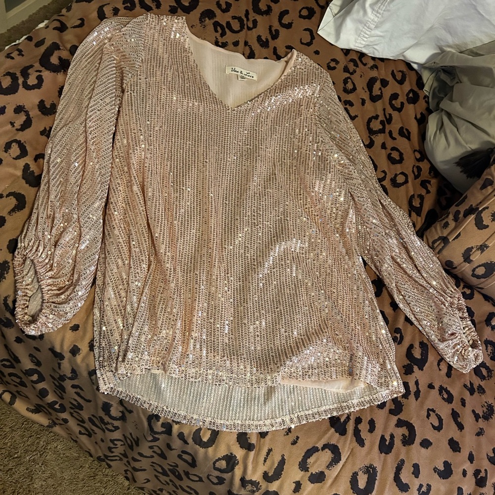 Rose gold sequin blouse